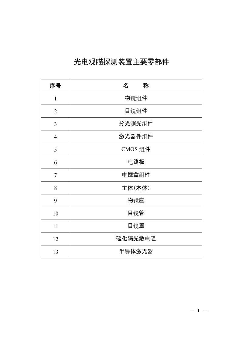 光电观瞄探测装置主要零部件.doc_第1页