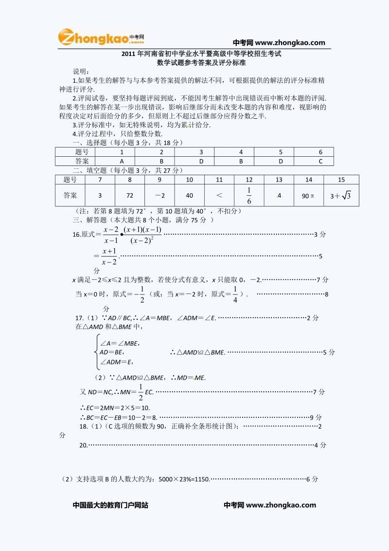 2011年河南中考数学试题答案.doc_第1页