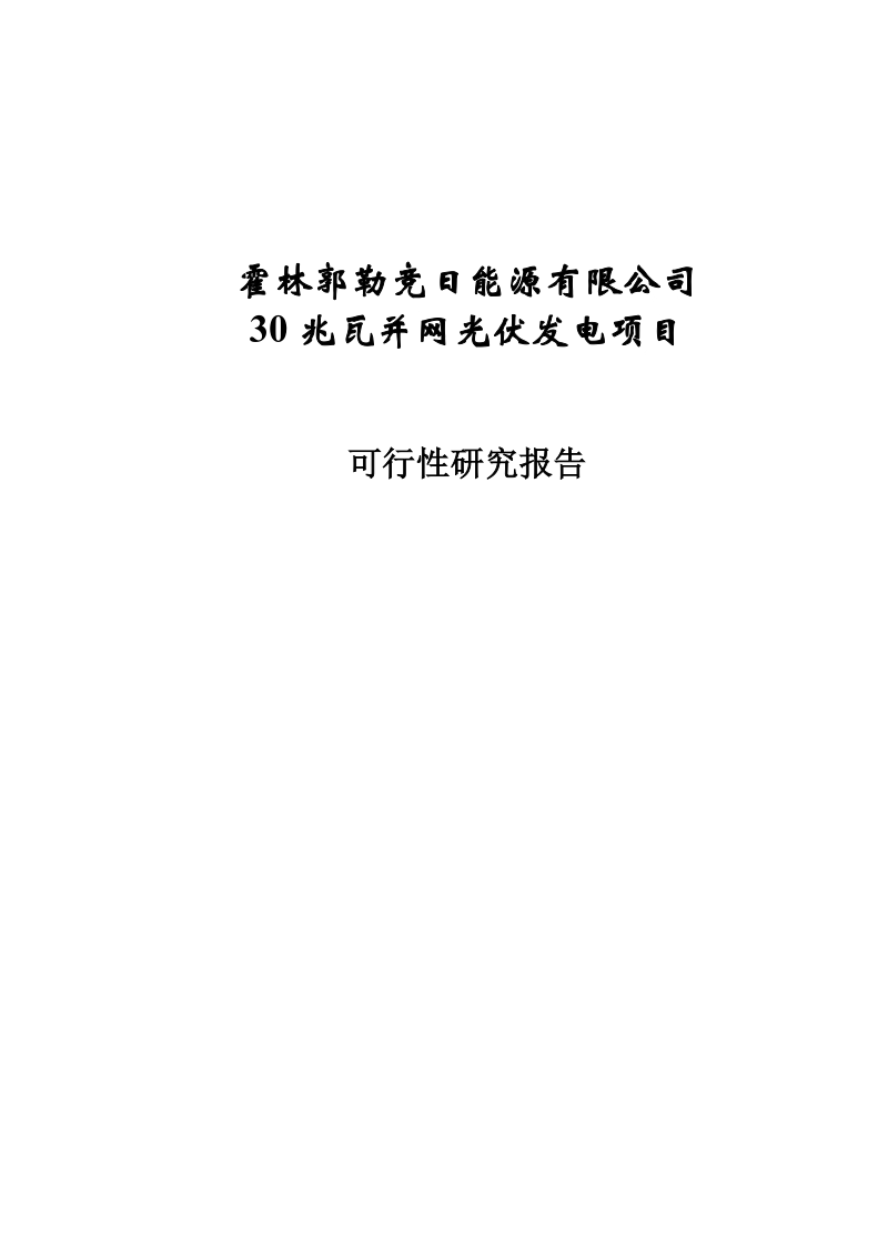 能源有限公司30兆瓦并网光伏发电项目可行性研究报告.doc_第1页