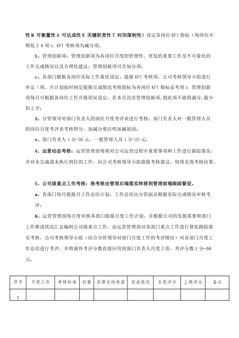 xxxx年管理部门考核方案.doc_第3页