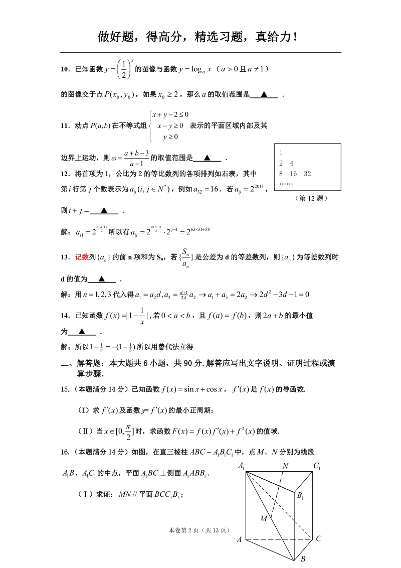 2011届江苏省百校高三样本分析考试_数学.doc_第2页