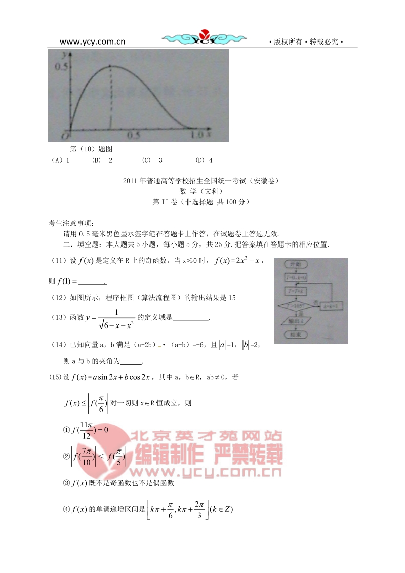 2011年普通高等学校招生全国统一考试(安徽卷)(文).doc_第3页