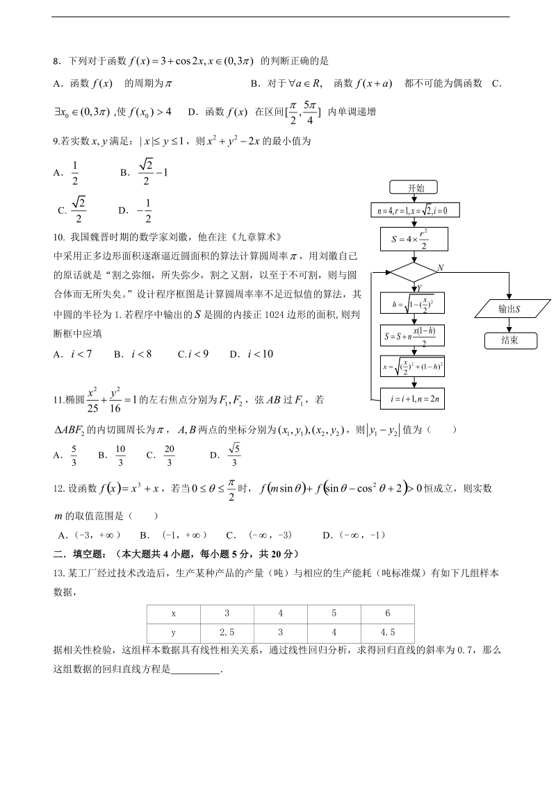 2017年辽宁省沈阳市东北育才学校高三第九次模拟考试数学（文）试题.doc_第2页