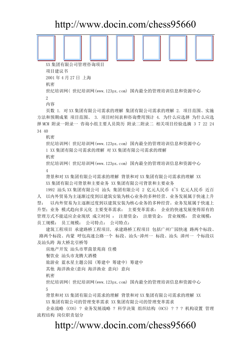 xx集团有限公司管理咨询项目--项目建议书.doc_第1页