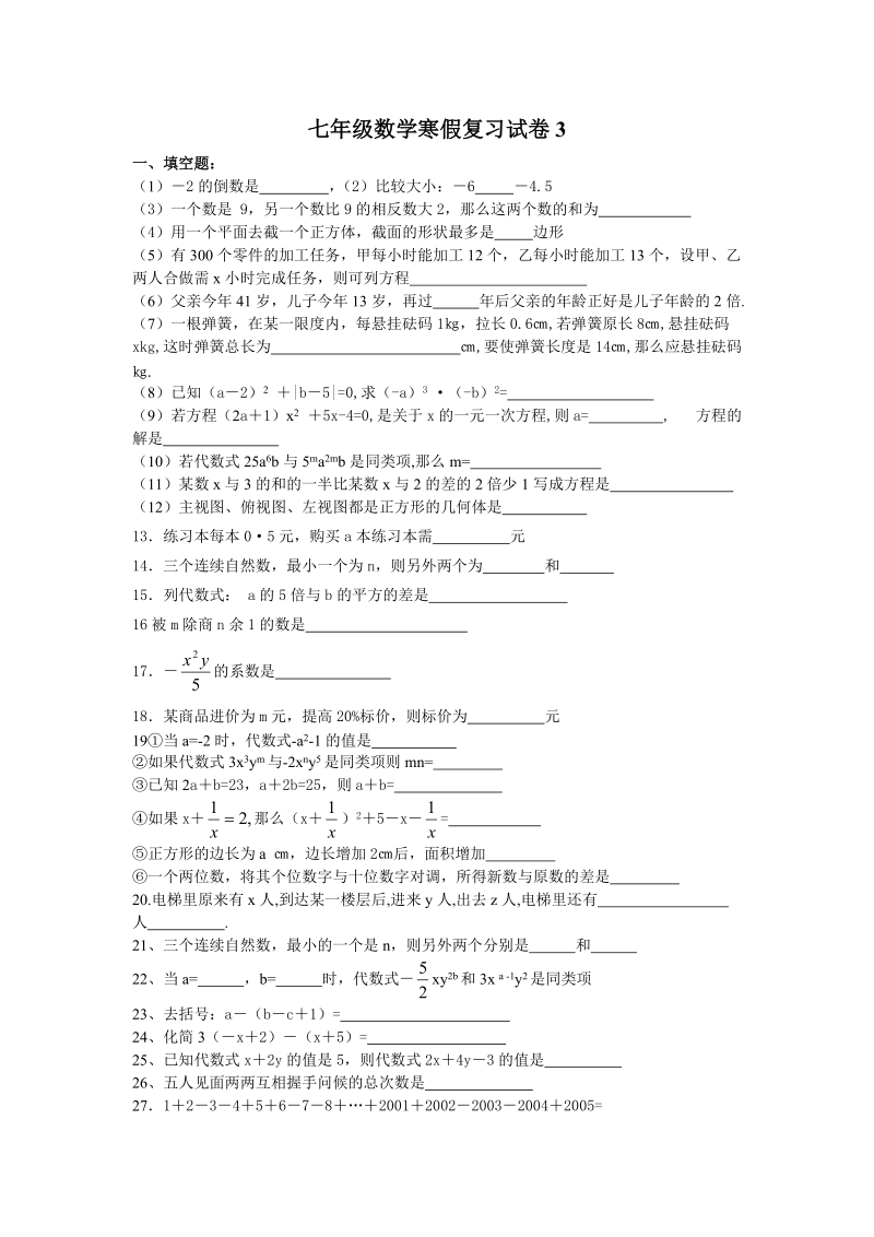 七年级数学复习试卷.doc_第1页