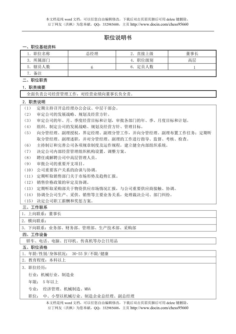 企业有限公司岗位职责说明书.doc_第3页