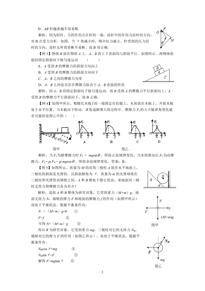 2012届高考物理专题复习精品学案―物体的受力和平衡.doc_第2页