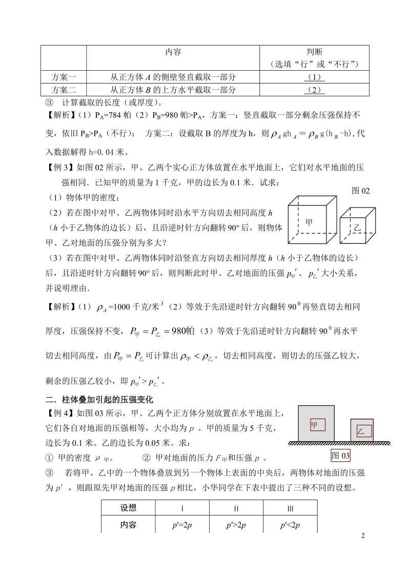 中考压强压轴题型—柱体压强变化.doc_第2页