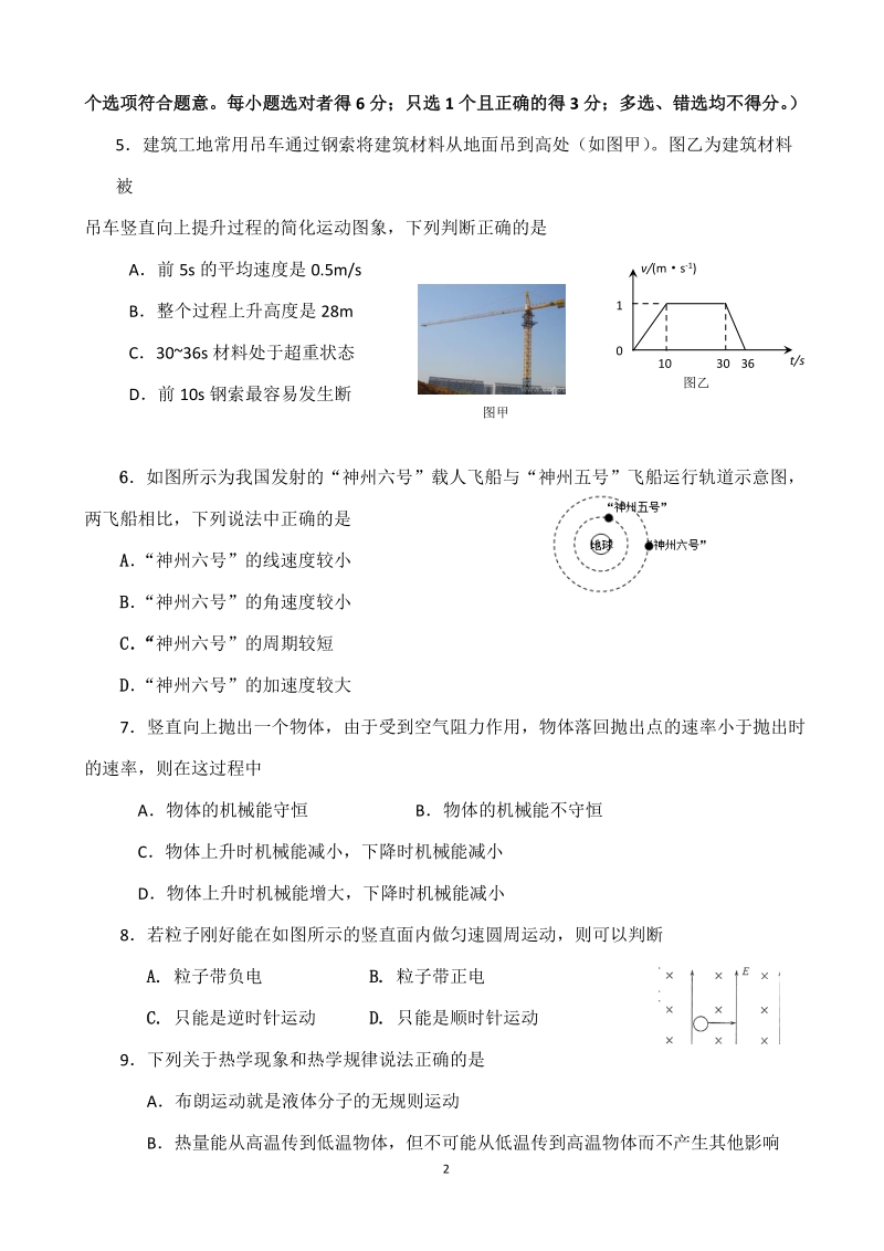 2011-2012学年度高三物理第一次月测试题.doc_第2页