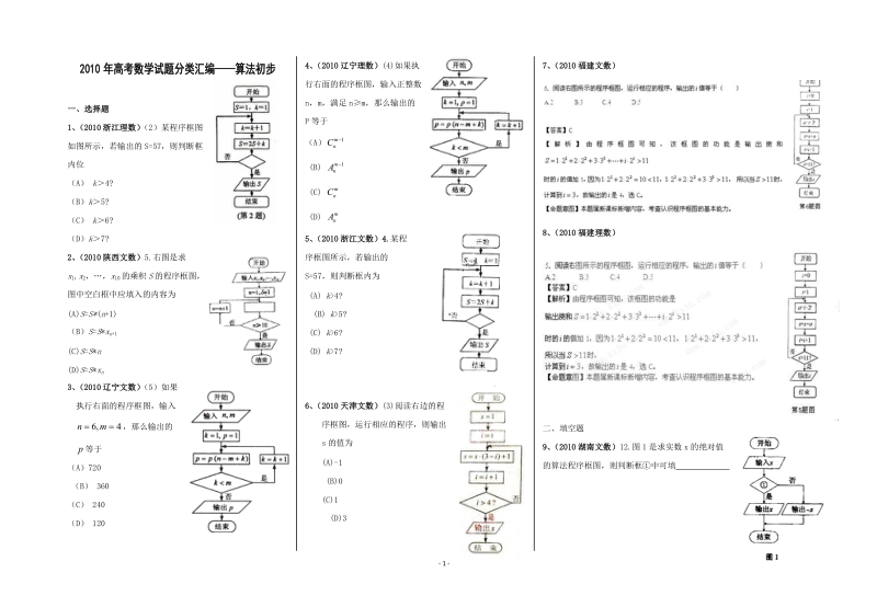 2010试题汇总算法.doc_第1页