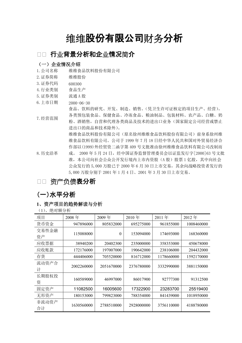 维维股份有限公司财务分析.doc_第2页