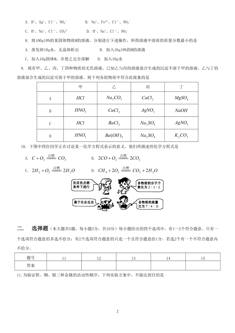 中考化学复习试卷(优).doc_第2页