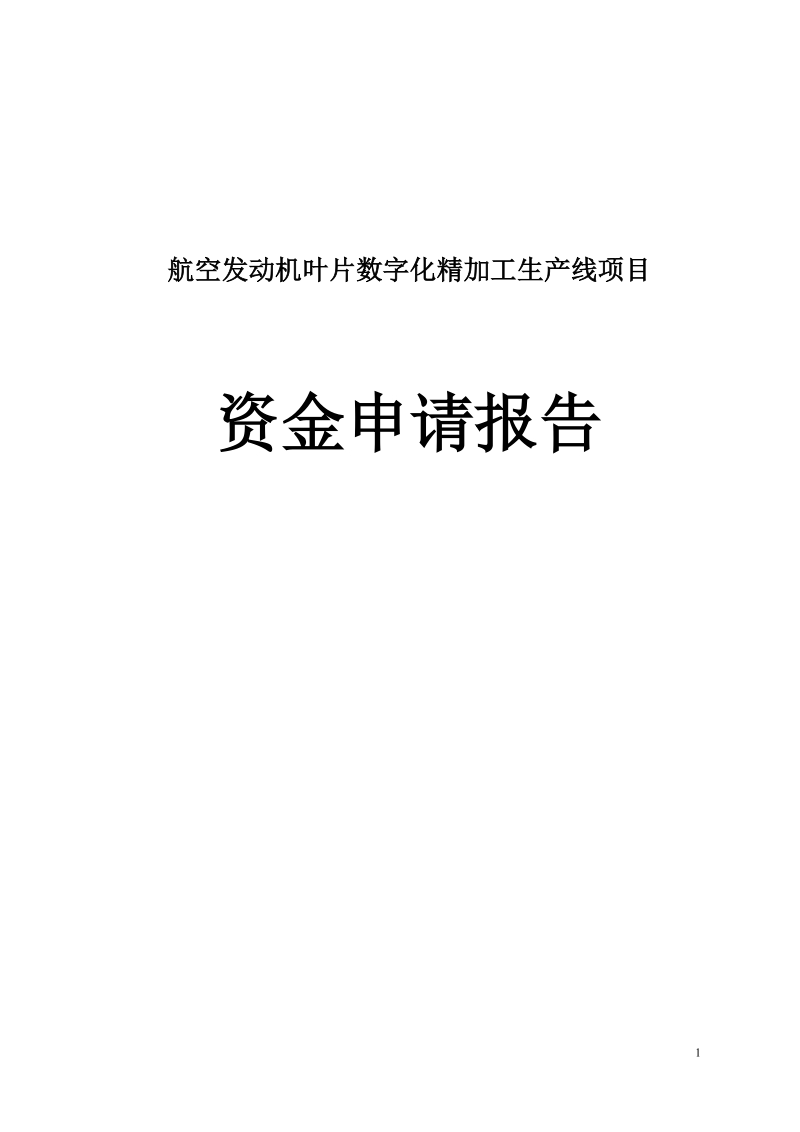 航空发动机叶片数字化精加工生产线项目资金申请报告.doc_第1页