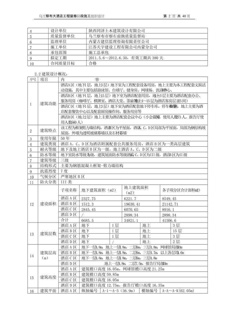 装修阶段施工组织设计乌兰察布大酒店.doc_第2页