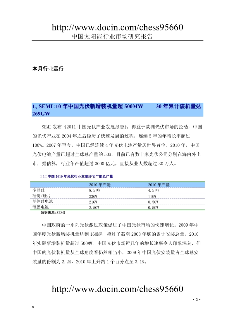 2011年3月份太阳能行业市场研究报告.doc_第2页