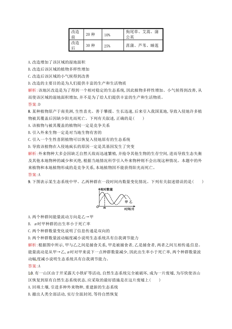 2015-2016学年高中生物 5.5生态系统的稳定性课后习题 新人教版必修3.doc_第3页