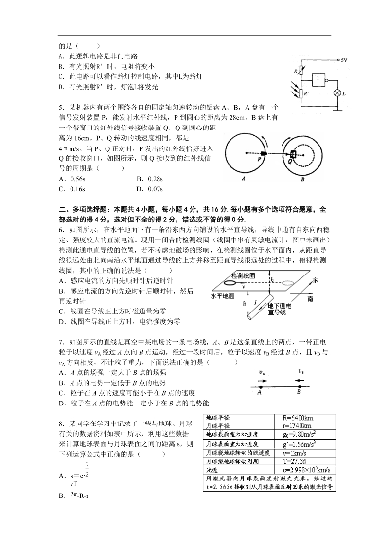 2008盐城上冈高级中学高三第二次模拟考试物理试卷.doc_第2页