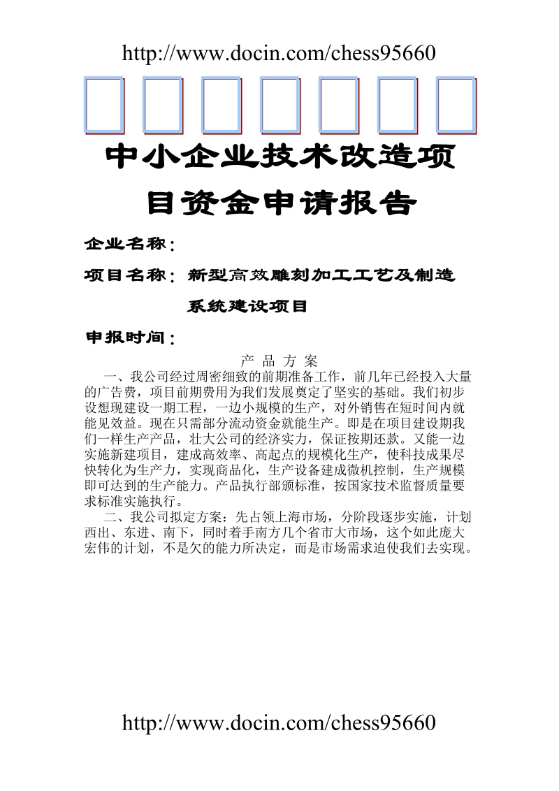 中小企业技术改造项目资金申请报告.doc_第1页