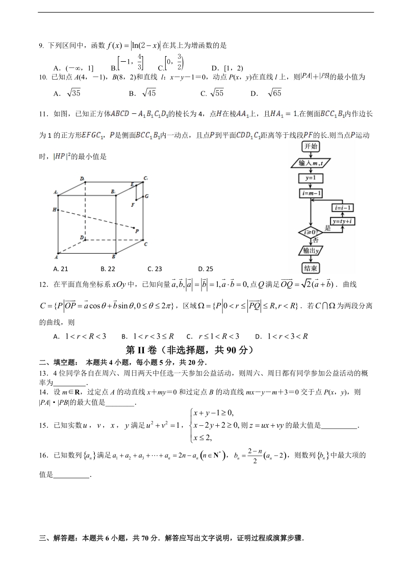 2017年四川省（天府高考）全国高考大联考信息模拟卷（1）文科数学试题.doc_第2页