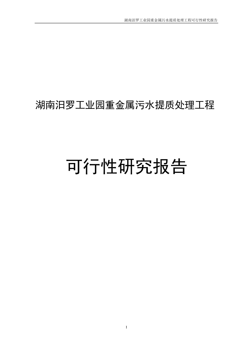 重金属污水提质处理工程项目可行性研究报告.doc_第1页