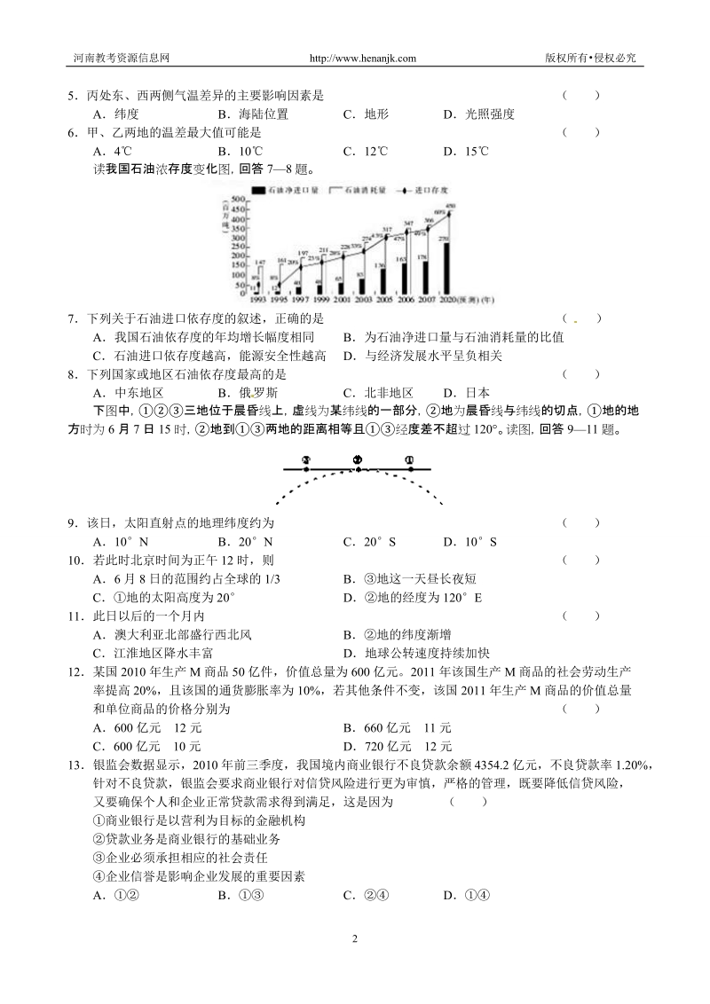 江西省百所名校2011届高三模拟考试文科综合试题.doc_第2页