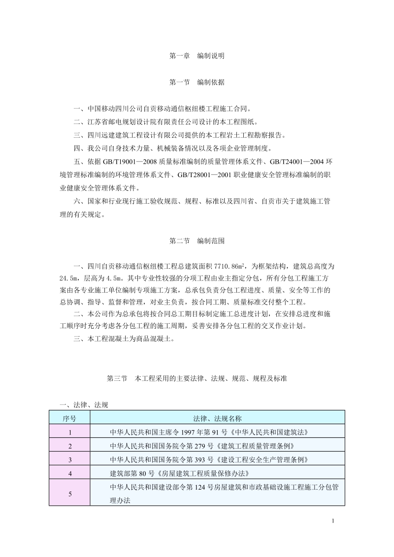 通信枢纽楼工程施工施工组织设计2.doc_第1页