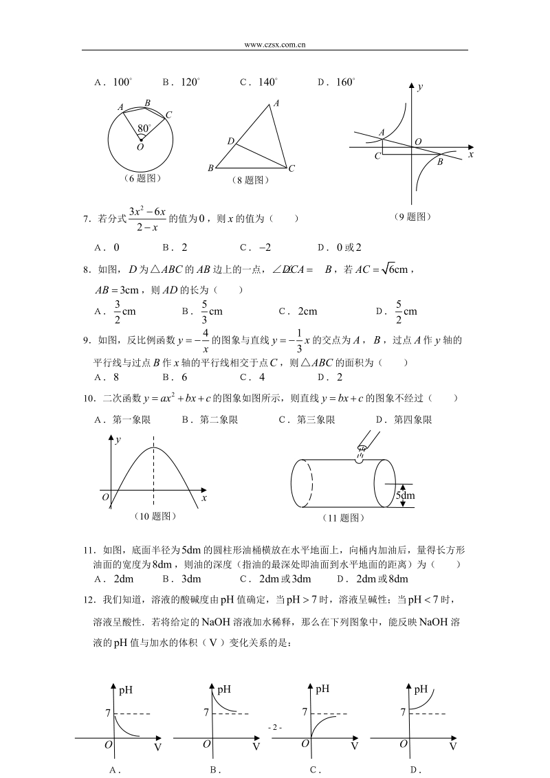 山东菏泽市2006年中考数学试卷(含答案)1-.doc_第2页