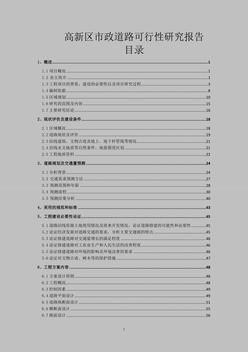 高新区市政道路可行性研究报告.doc_第1页