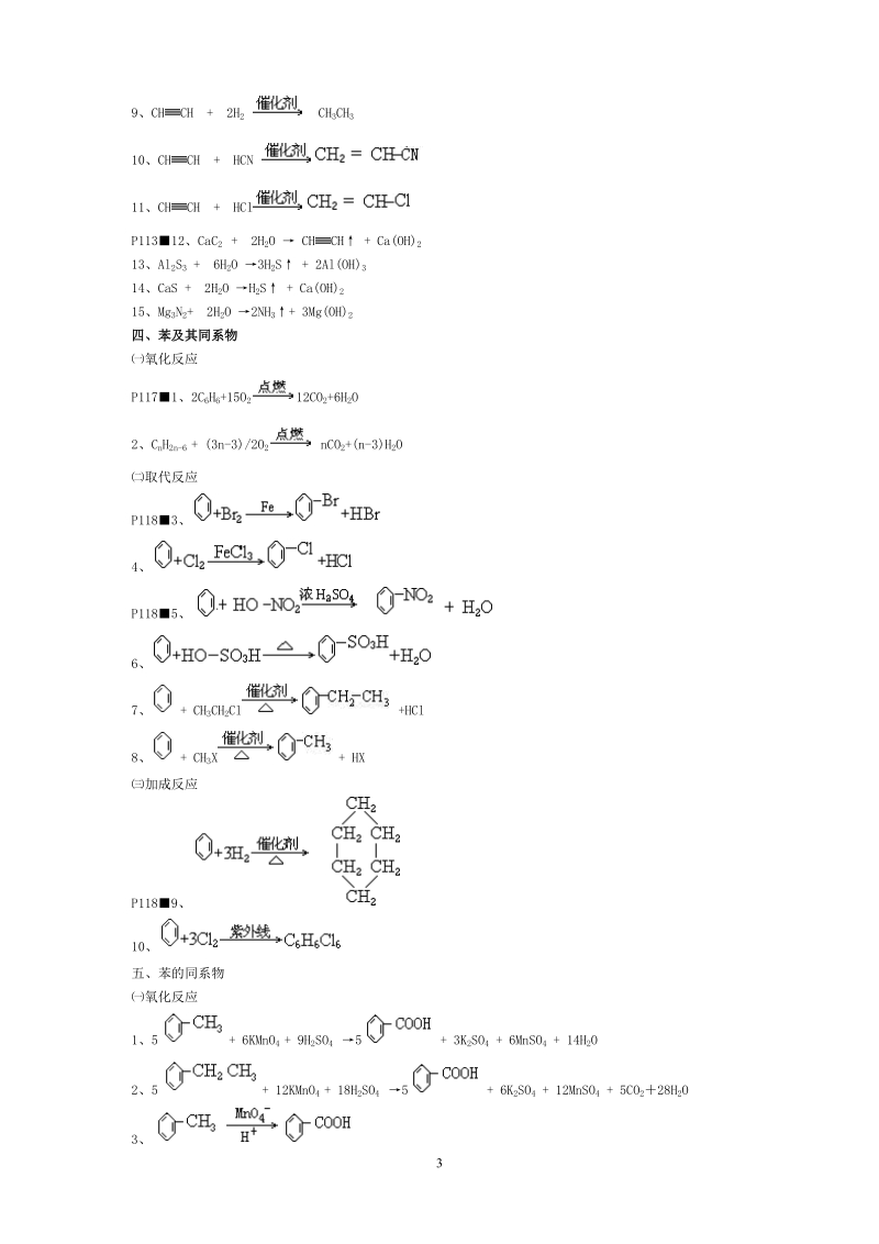 高考复习020_高中有机化学方程式汇编_教材发散版250个.doc_第3页