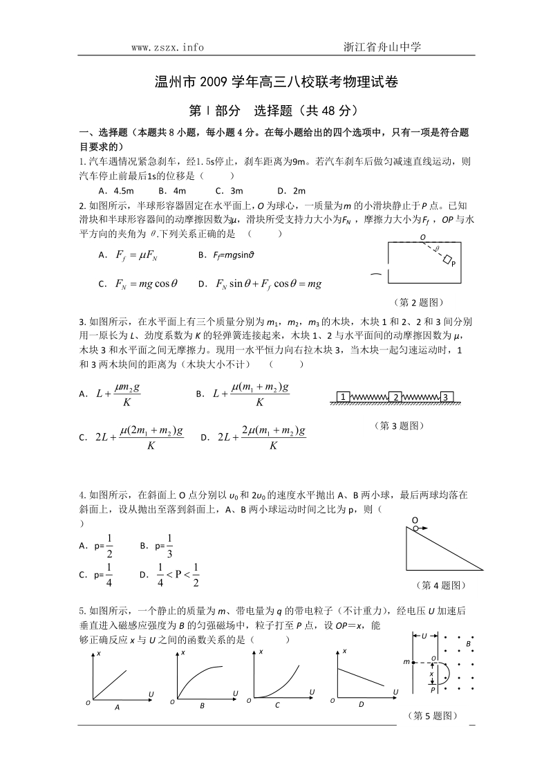 浙江省温州市09年八校联考(物理).doc_第1页