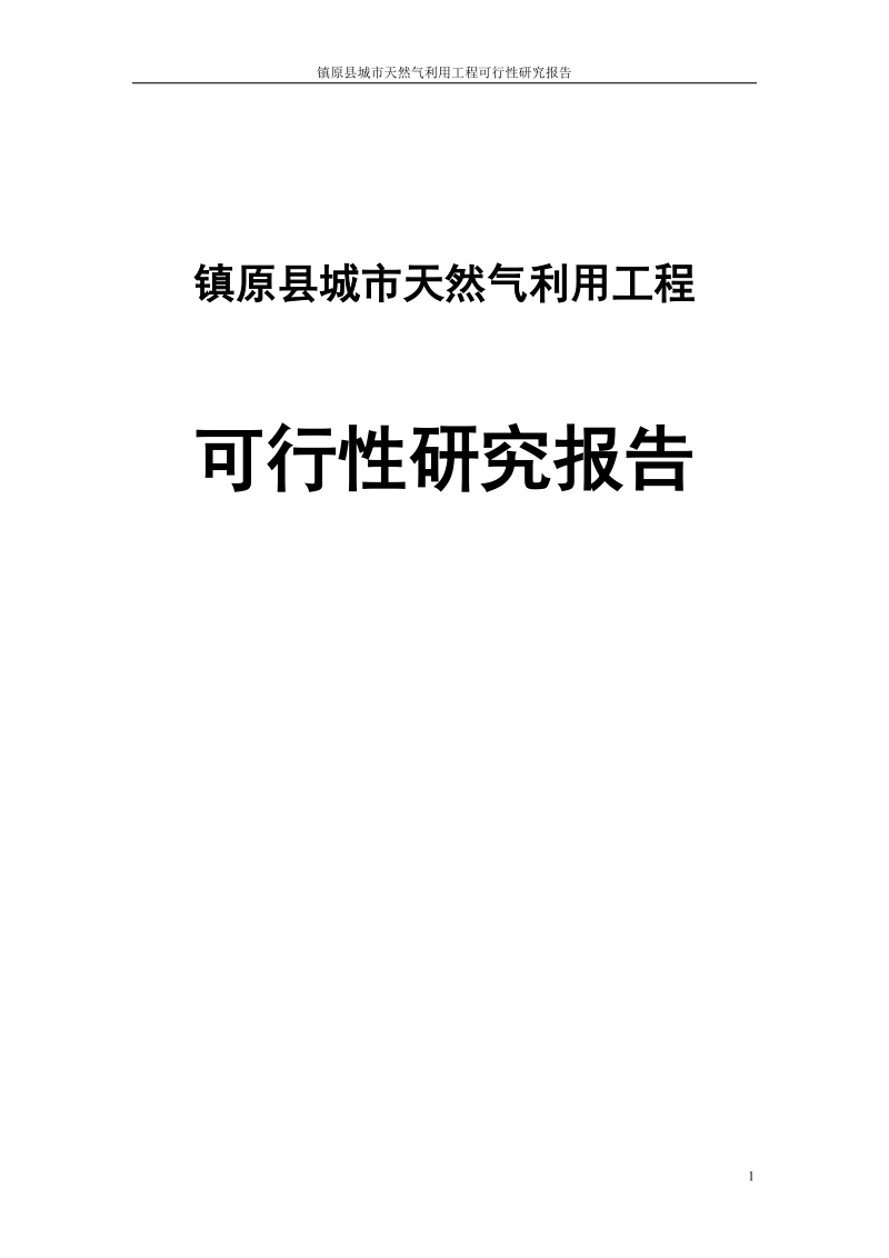 镇原县城市天然气利用工程可行性研究报告.doc_第1页