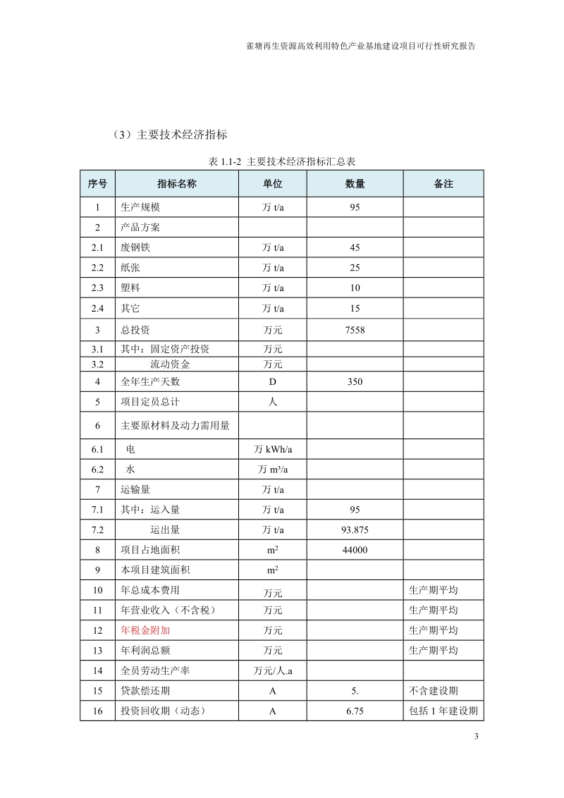 雀塘再生资源高效利用特色产业基地建设项目可行性研究报告正文.doc_第3页