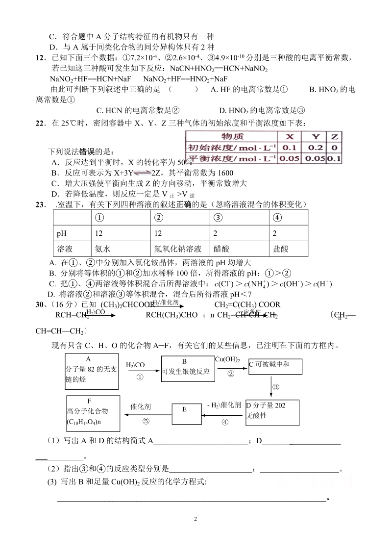 高三数学模拟训练.doc_第2页