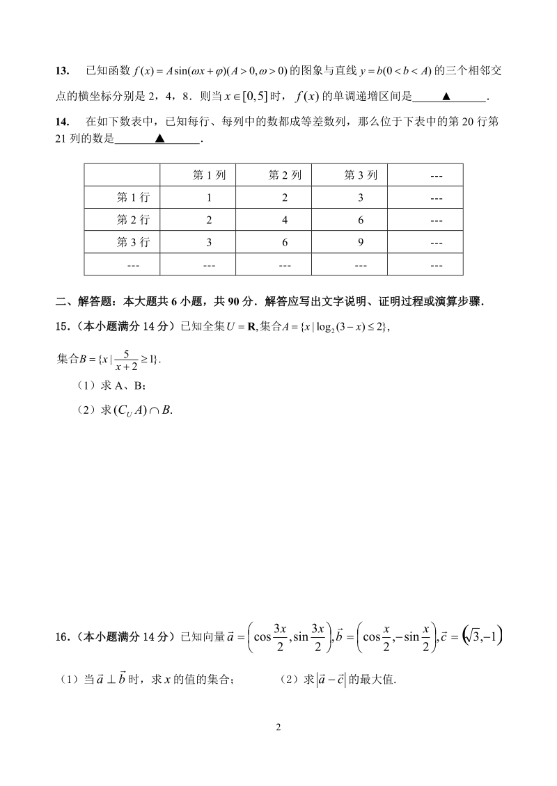 南莫中学2012届高三年级周考试卷.doc_第2页