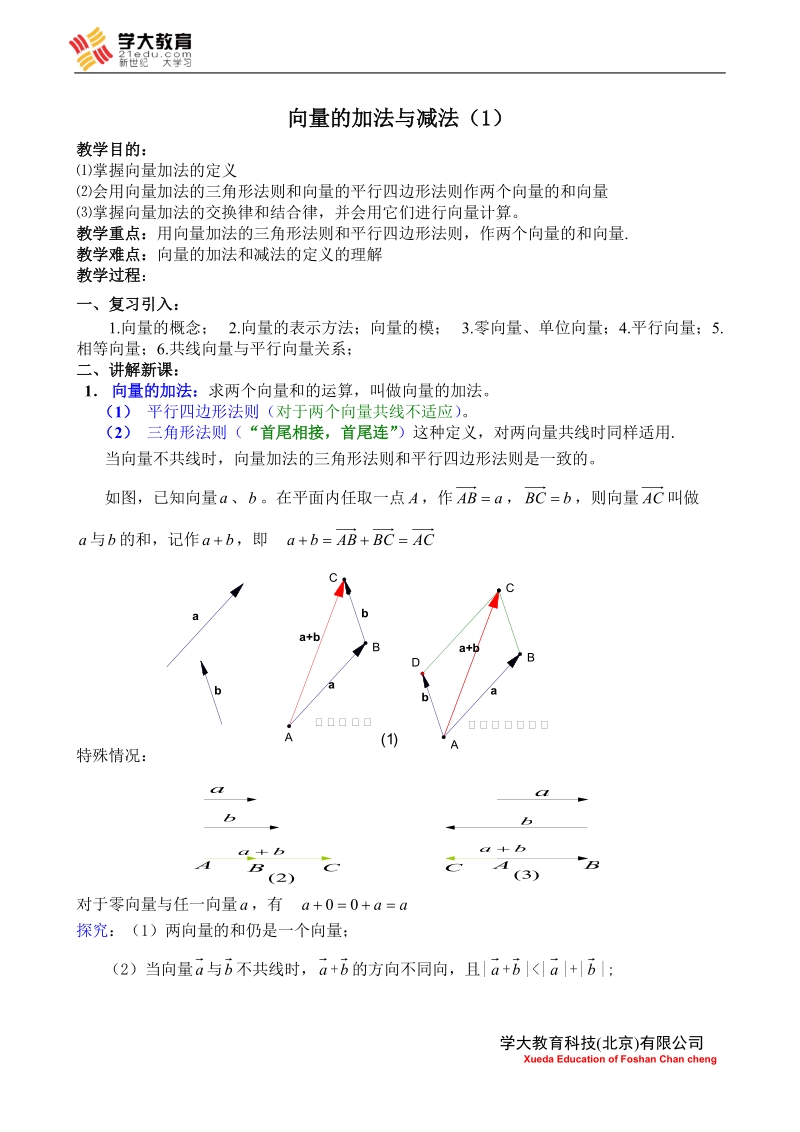 高考数学复习_向量的加法与减法.doc_第1页