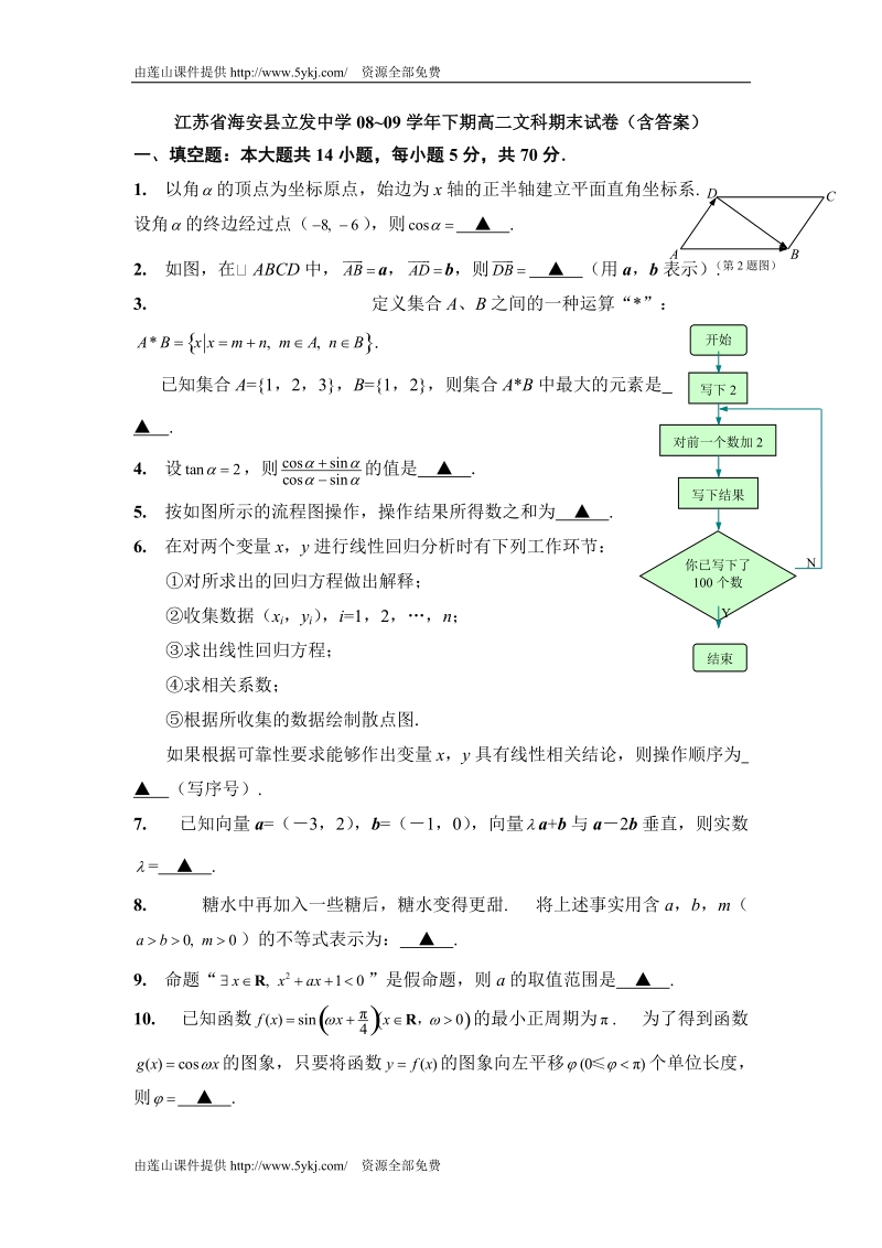 高二数学下册期末调研测试题5.doc_第1页