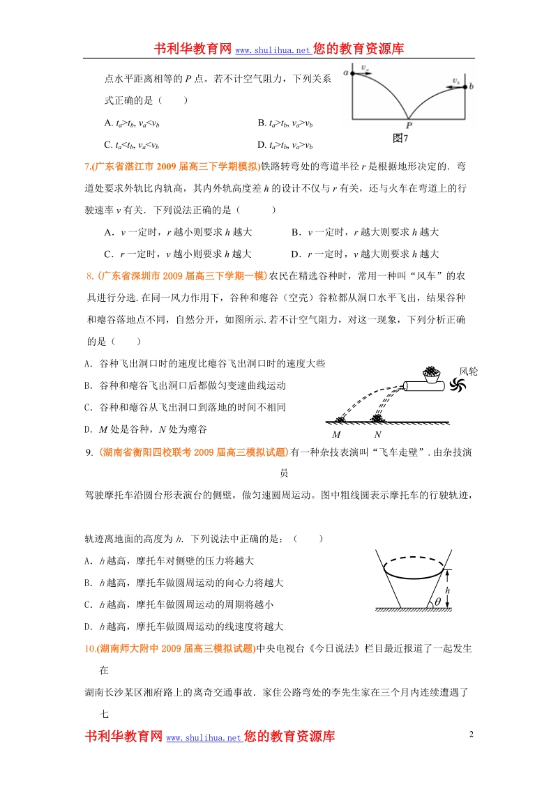 新人教版必修2单元同步测试第五章___曲线运动.doc_第2页