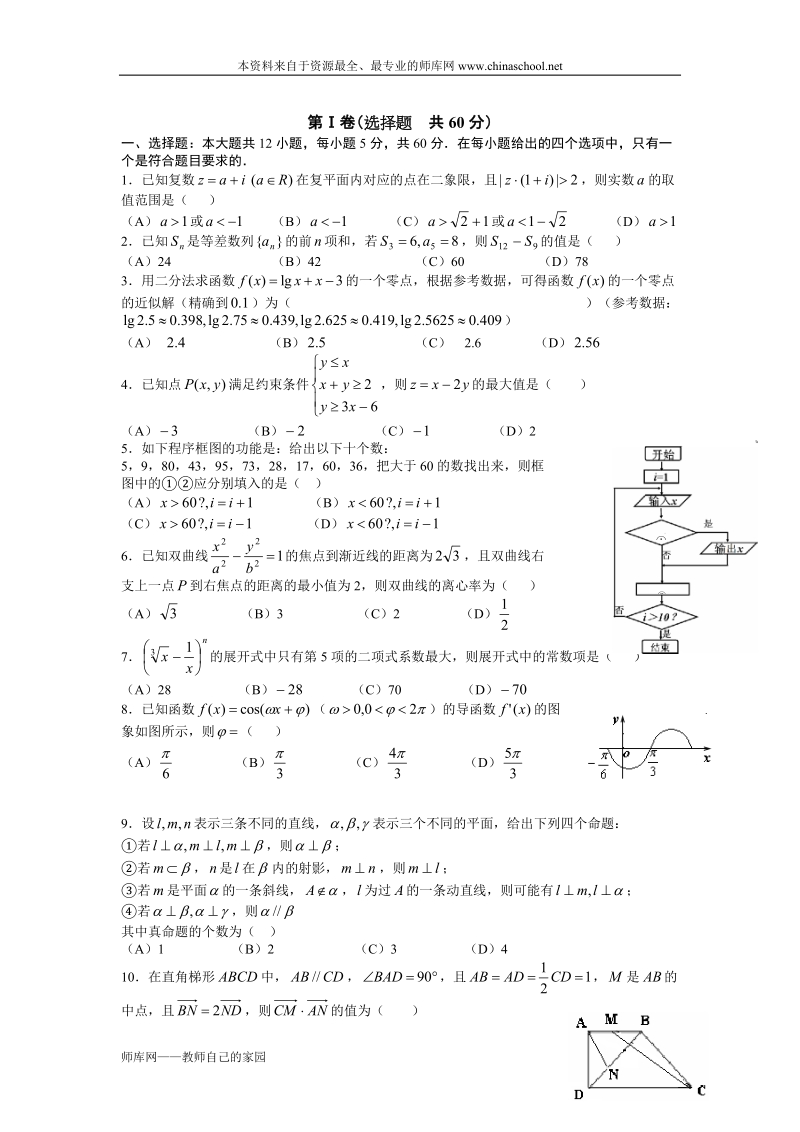 黑龙江省哈尔滨市第六中学2011届高三第一次模拟考试_理数.doc_第2页