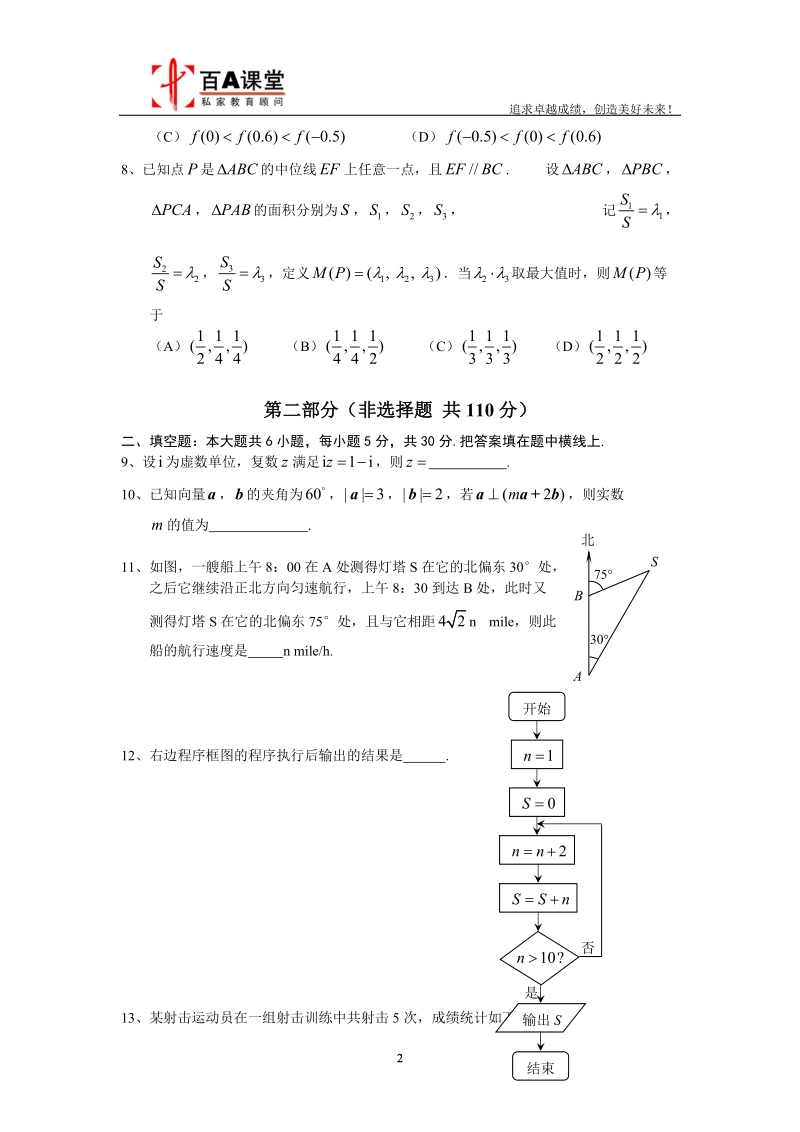 北京市朝阳2011届高三二模数学文科.doc_第2页