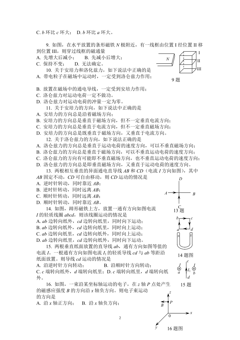 高考2011专题复习--电磁学练习-2(安培力).doc_第2页