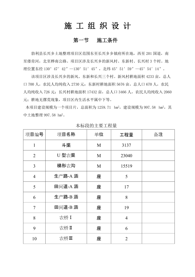 长兴乡基本农田土地整理项目施工组织设计.doc_第2页