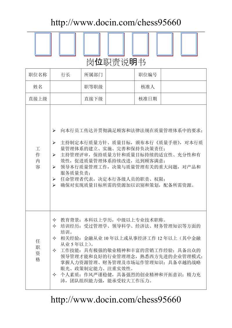 商业银行全员岗位职责说明书1.doc_第1页