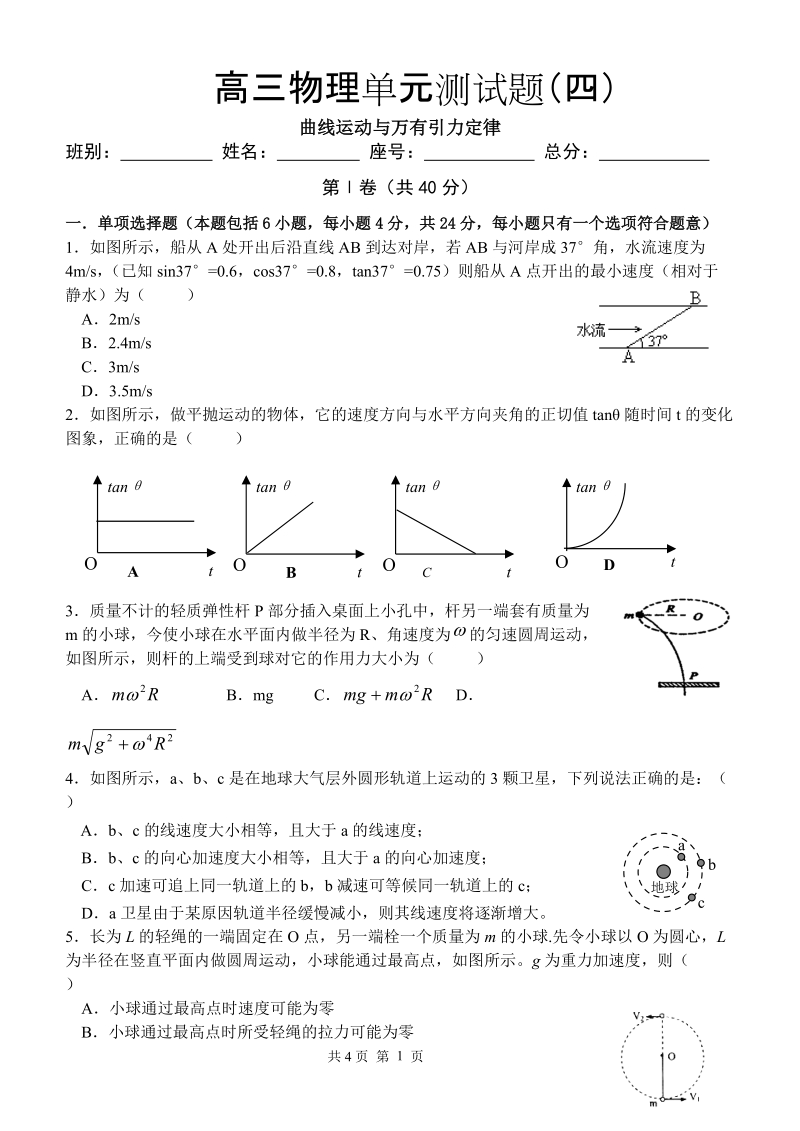 高三物理单元测试题(四).doc_第1页