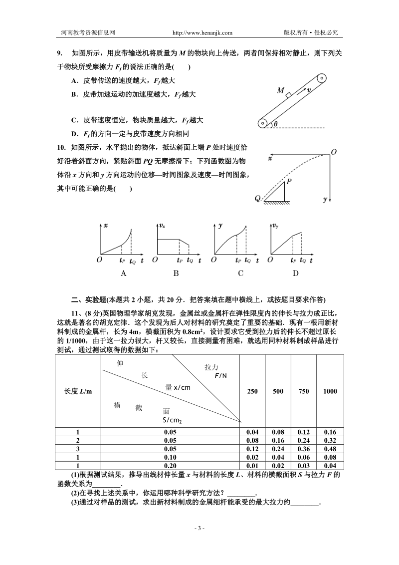 江西省白鹭洲中学2012届高三第二次月考试卷(物理).doc_第3页