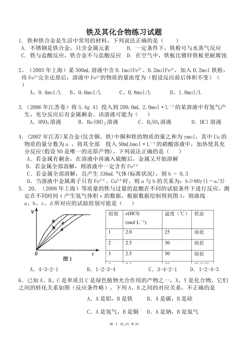 铁及其化合物练习试题.doc_第1页