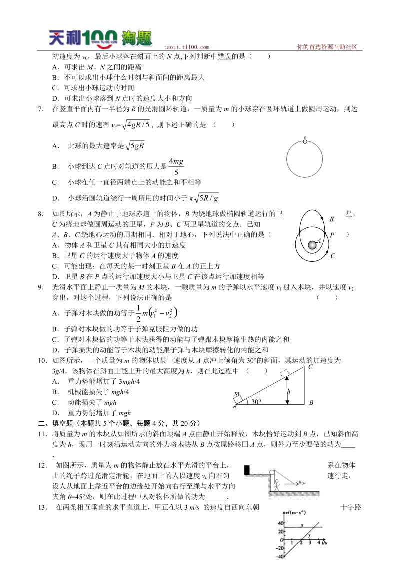 江西省江西师大附中2012届高三上学期10月月考(物理).doc_第2页