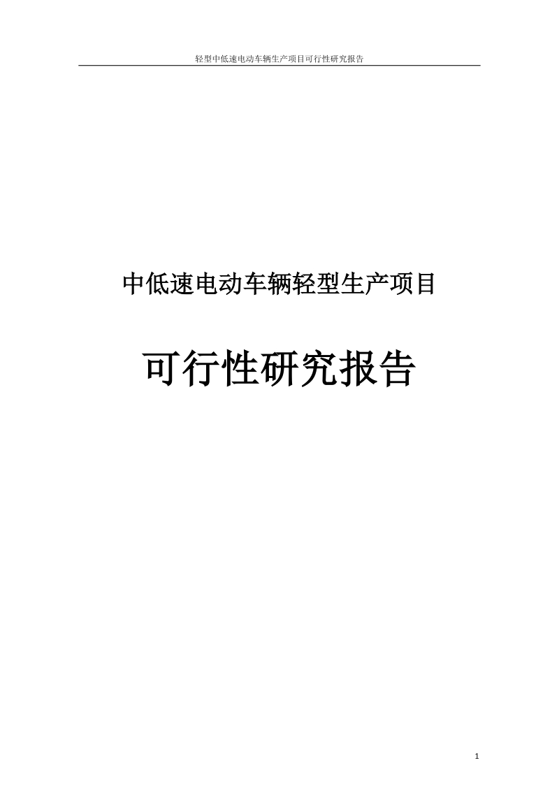 轻型中低速电动车辆生产项目可行性研究报告报审稿.doc_第1页