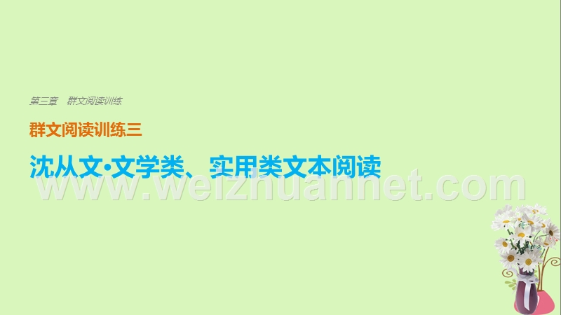 2018版高考语文二轮复习 考前三个月 第三章 群文阅读训练三 沈从文 文学类、实用类文本阅读课件.ppt_第1页