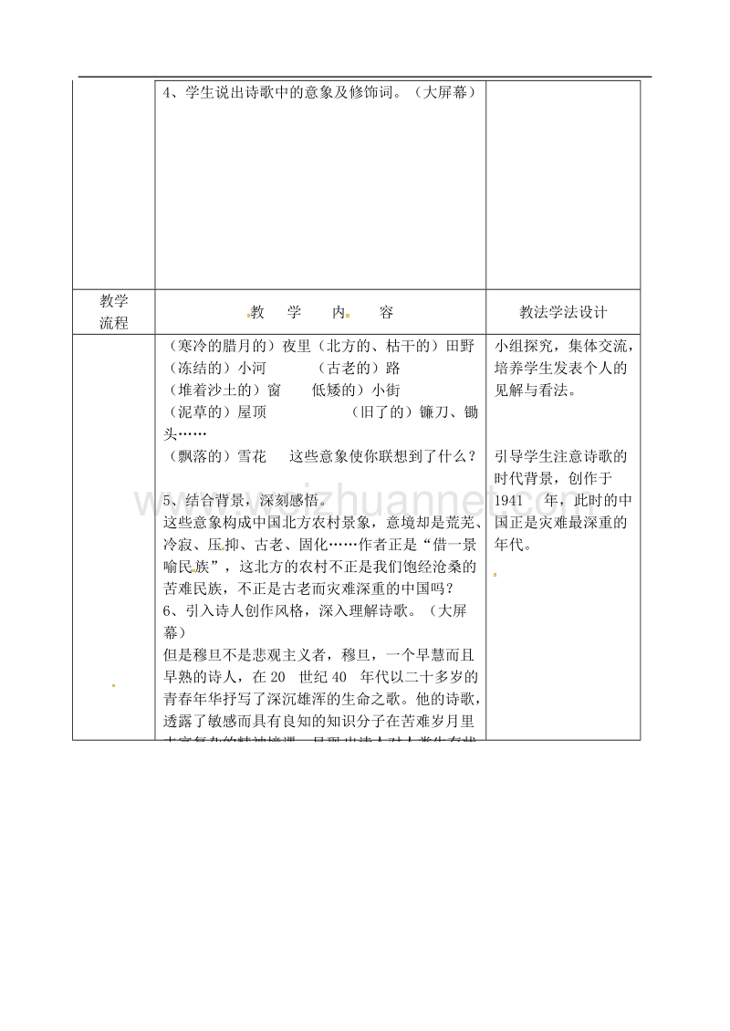 吉林省长春市九年级语文上册 第三单元 6 现代诗歌二首教案1 长春版.doc_第2页