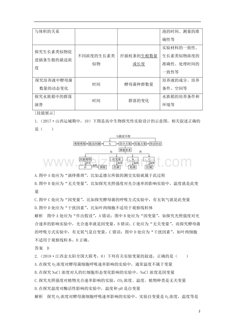 2019版高考生物一轮复习 第二单元 细胞的自我保障 实验素养提升2 实验设计的单一变量原则与三类“变量”分析创新备考学案 中图版.doc_第2页